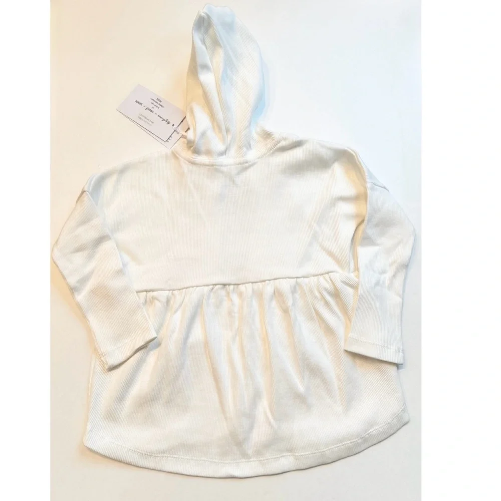 Omi Jo NWT by WDW Simple Cardigan Ribbed Off White Hooded Long Sleeve Girls 2T